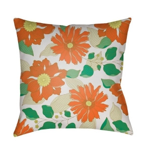 Moody Floral by Surya Pillow Orange/Grass Green/White 18 x 18 Mf035-1818 - All