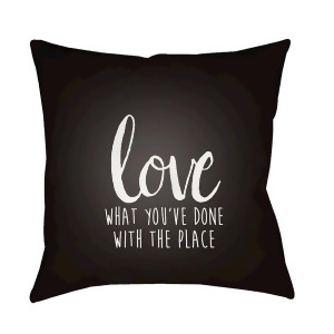 Love The Place by Surya Poly Fill Pillow Black/White 20 x 20 Qte050-2020 - All