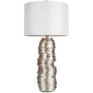 Table Lamp by Surya Aged Silvertone Leaf/White Shade Lmp-1030 - All