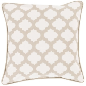 Moroccan Printed Lattice by Surya Down Pillow White/Taupe 22x22 Mpl007-2222d - All