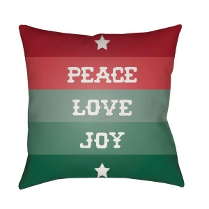 Peace Love Joy by Surya Pillow Red/Green/White 18 x 18 Hdy076-1818 - All