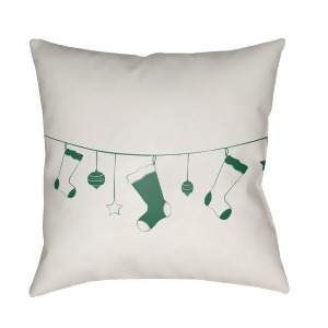 Stockings by Surya Poly Fill Pillow White/Green 18 x 18 Hdy103-1818 - All