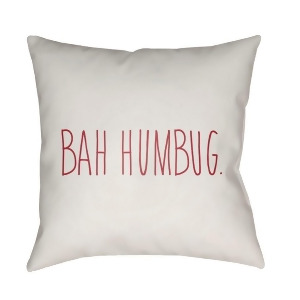 Bah Humbug by Surya Poly Fill Pillow White/Red 18 x 18 Hdy001-1818 - All