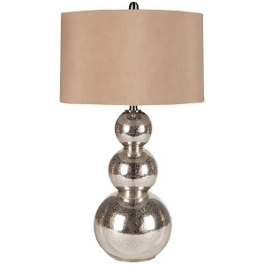 Table Lamp by Surya Silvertone Mercury Glass/Taupe Shade Lmp-1018 - All