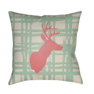 Deer by Surya Poly Fill Pillow Blue/Red/Beige 20 x 20 Deer004-2020 - All
