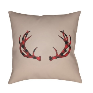 Antlers by Surya Poly Fill Pillow Tan/Red/Black 18 x 18 Plaid036-1818 - All
