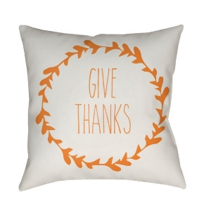 Wreath by Surya Poly Fill Pillow White/Orange 18 x 18 Wre003-1818 - All