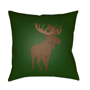 Moose by Surya Poly Fill Pillow Green/Brown 18 x 18 Moo001-1818 - All