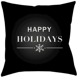 Happy Holidays by Surya Poly Fill Pillow Black 16 x 16 Phdhh001-1616 - All