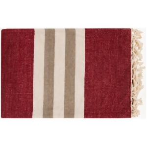 Troy by Surya Throw Blanket Dark Red/Cream/Taupe Toy7003-5070 - All