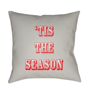 Tis The Season Ii by Surya Poly Fill Pillow Gray/Red 18 x 18 Hdy109-1818 - All