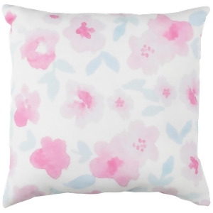 Flowers by Surya Poly Fill Pillow Neutral/Blue/Pink 18 x 18 Wmom003-1818 - All