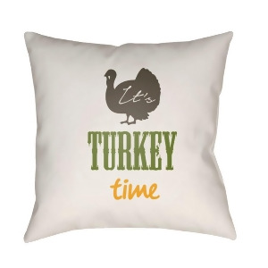 Its Turkey Time by Surya Pillow White/Brown/Green 18 x 18 Tme004-1818 - All