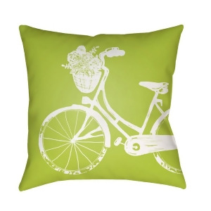 Bicycle by Surya Poly Fill Pillow Green 18 x 18 Lil012-1818 - All