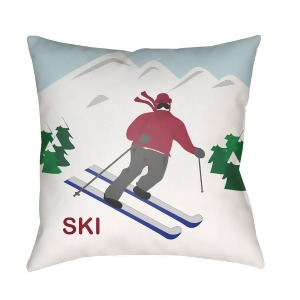 Ski I by Surya Poly Fill Pillow White/Green/Blue 18 x 18 Ski001-1818 - All