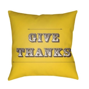 Thanks by Surya Poly Fill Pillow Yellow/Brown 18 x 18 Giv003-1818 - All