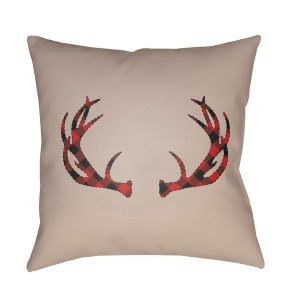 Antlers by Surya Poly Fill Pillow Tan/Red/Black 20 x 20 Plaid036-2020 - All