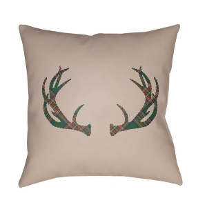 Antlers by Surya Poly Fill Pillow Tan/Green/Red 20 x 20 Plaid035-2020 - All