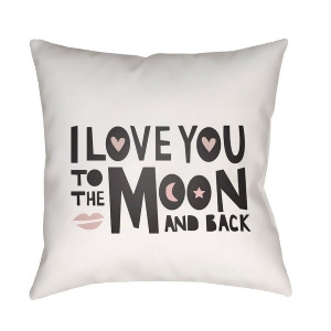 Love To Moon by Surya Pillow Black/White/Pink 20 x 20 Qte048-2020 - All