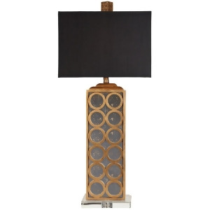 Table Lamp by Surya Goldtone Leaf and Aged Mirror/Black Shade Lmp-1041 - All