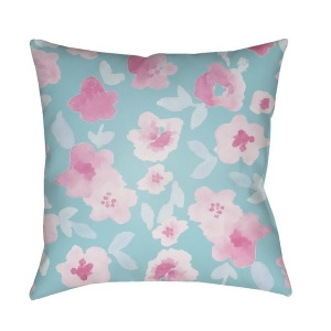 Flowers by Surya Poly Fill Pillow Blue/Pink 18 x 18 Wmom004-1818 - All