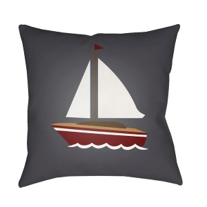Sail by Surya Poly Fill Pillow Gray/White/Red 18 x 18 Lake010-1818 - All