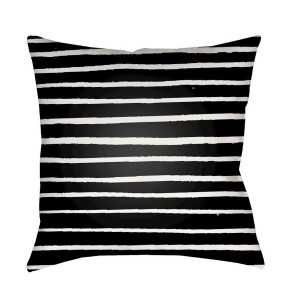Stripes by Surya Poly Fill Pillow Black/White 18 x 18 Wran006-1818 - All