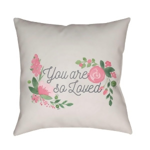 You Are Loved by Surya Poly Fill Pillow Beige/Pink/Green 18 x 18 Nur016-1818 - All