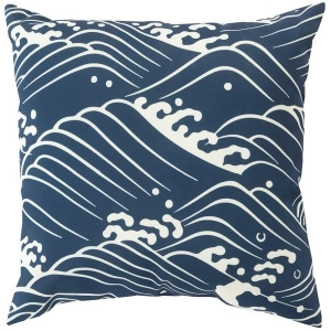 Mizu by Surya Waves Poly Fill Pillow Navy/Cream 18 Square Mz002-1818 - All