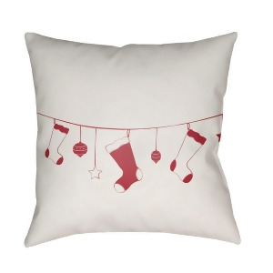 Stockings by Surya Poly Fill Pillow White/Red 18 x 18 Hdy102-1818 - All