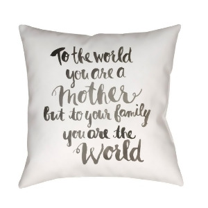 You're The World by Surya Poly Fill Pillow Black/Neutral 20 x 20 Wmom017-2020 - All