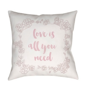 Love All You Need by Surya Pillow Pink/Tan/White 18 x 18 Qte041-1818 - All