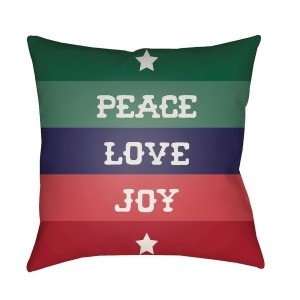 Peace Love Joy by Surya Pillow Green/Blue/Red 20 x 20 Hdy079-2020 - All