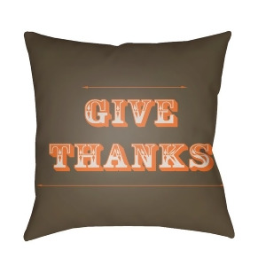 Thanks by Surya Poly Fill Pillow Brown/Orange 18 x 18 Giv004-1818 - All