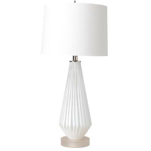 Britt Table Lamp by Surya Base Wheel Carved/White Shade Bit-100 - All