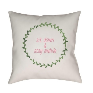 Stay Awhile by Surya Poly Fill Pillow Tan/Green/Pink 20 x 20 Qte058-2020 - All