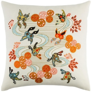 Chinese River by E. Gardner Down Pillow Cream/Olive/Orange 18x18 Ci001-1818d - All