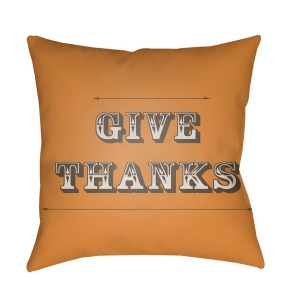 Thanks by Surya Poly Fill Pillow Orange/Brown 18 x 18 Giv002-1818 - All