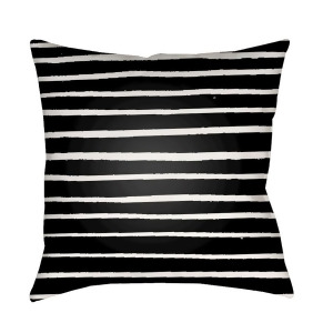 Stripes by Surya Poly Fill Pillow Black/White 20 x 20 Wran006-2020 - All
