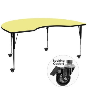 Flash Mobile 48 L Kidney Shaped Activity Table w/Yellow Fused Top Adj Legs - All