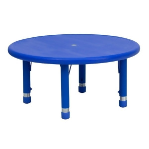 Flash 33 Round Height Adjustable Blue Plastic Activity Table - All