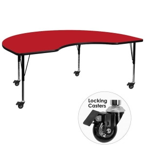 Flash Mobile 48 L Kidney Shaped Activity Table w/1.25 Red Top Adj Legs - All