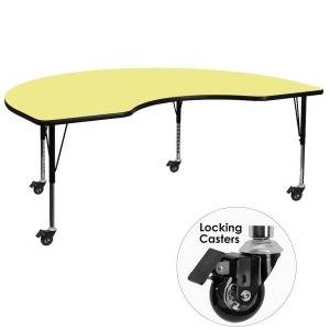 Flash Mobile 48 L Kidney Shaped Activity Table w/Yellow Preschol Legs - All