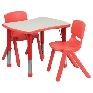 Flash 21.875 L Adjust Rect Red Plastic Activity Table w/2 Stack Chairs - All