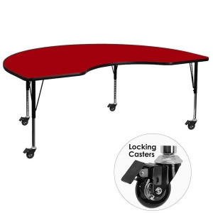 Flash Mobile 48 L Kidney Shaped Activity Table w/Red Preschool Legs - All
