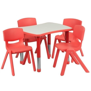 Flash 21.875 L Adjust Rect Red Plastic Activity Table w/4 Stack Chairs - All