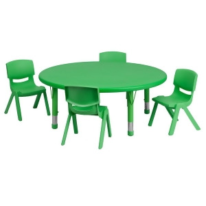 Flash 45 Round Adjust Green Plastic Activity Table Set w/4 School Stack Chairs - All