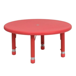 Flash 33 Round Height Adjustable Red Plastic Activity Table - All