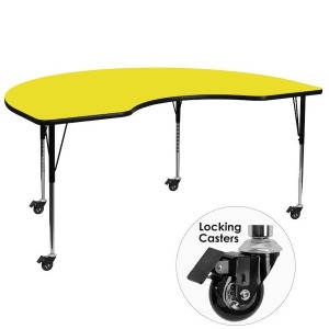 Flash Mobile 48 L Kidney Shaped Activity Table w/1.25 Yellow Top Adj Legs - All
