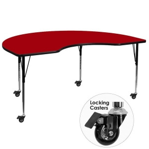 Flash Mobile 48 L Kidney Shaped Activity Table w/Red Fused Top Adj Legs - All